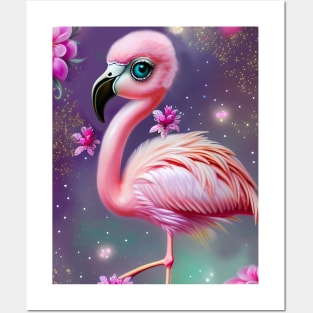 Cute Pink Baby Flamingo Posters and Art